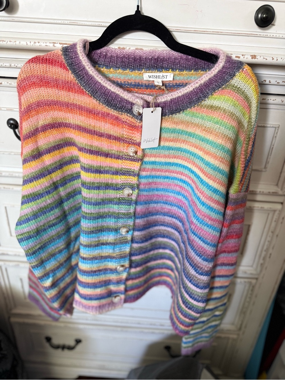 Wishlist Rainbow Striped Button-Front Cardigan